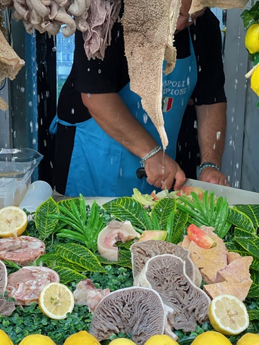 Traditional Neapolitan tripe and street food at Pignasecca Market