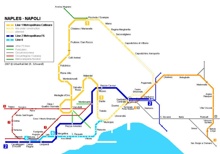 Mappa trasporto su ferro Napoli
